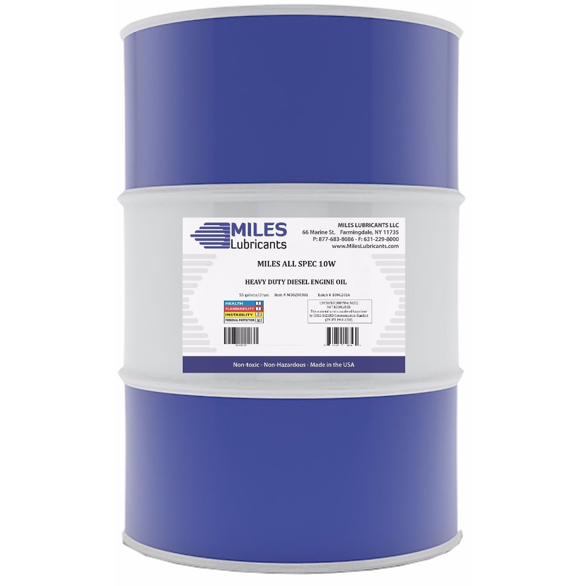 Miles Lubricants All Spec 10W Heavy-Duty Motor Oil - 55 Gal. Drum, Model# M00200301